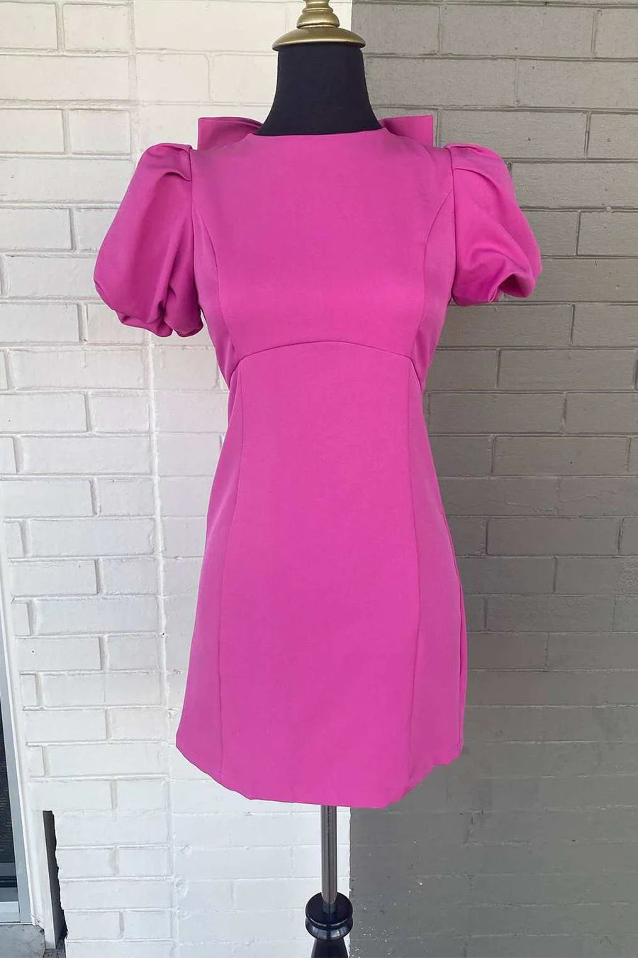 Bow-Back Puff Sleeve Short Homecoming Dress