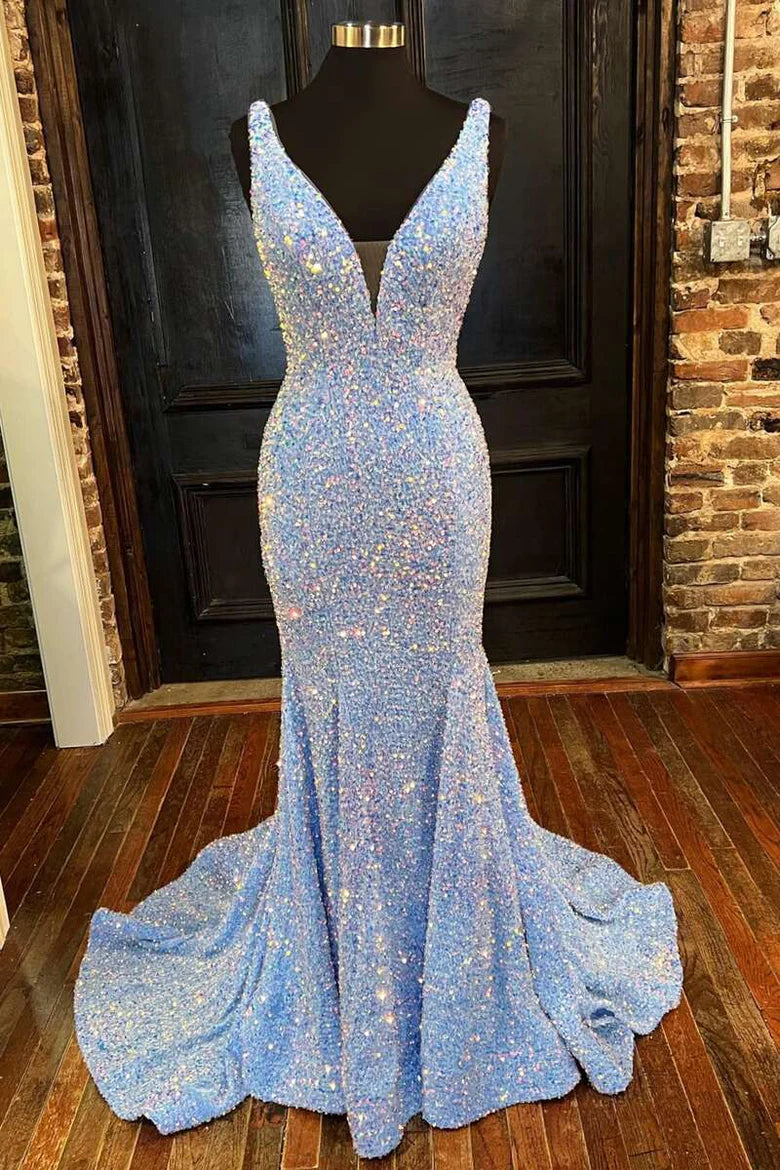 Pink Sequin Trumpet Long Formal Dress