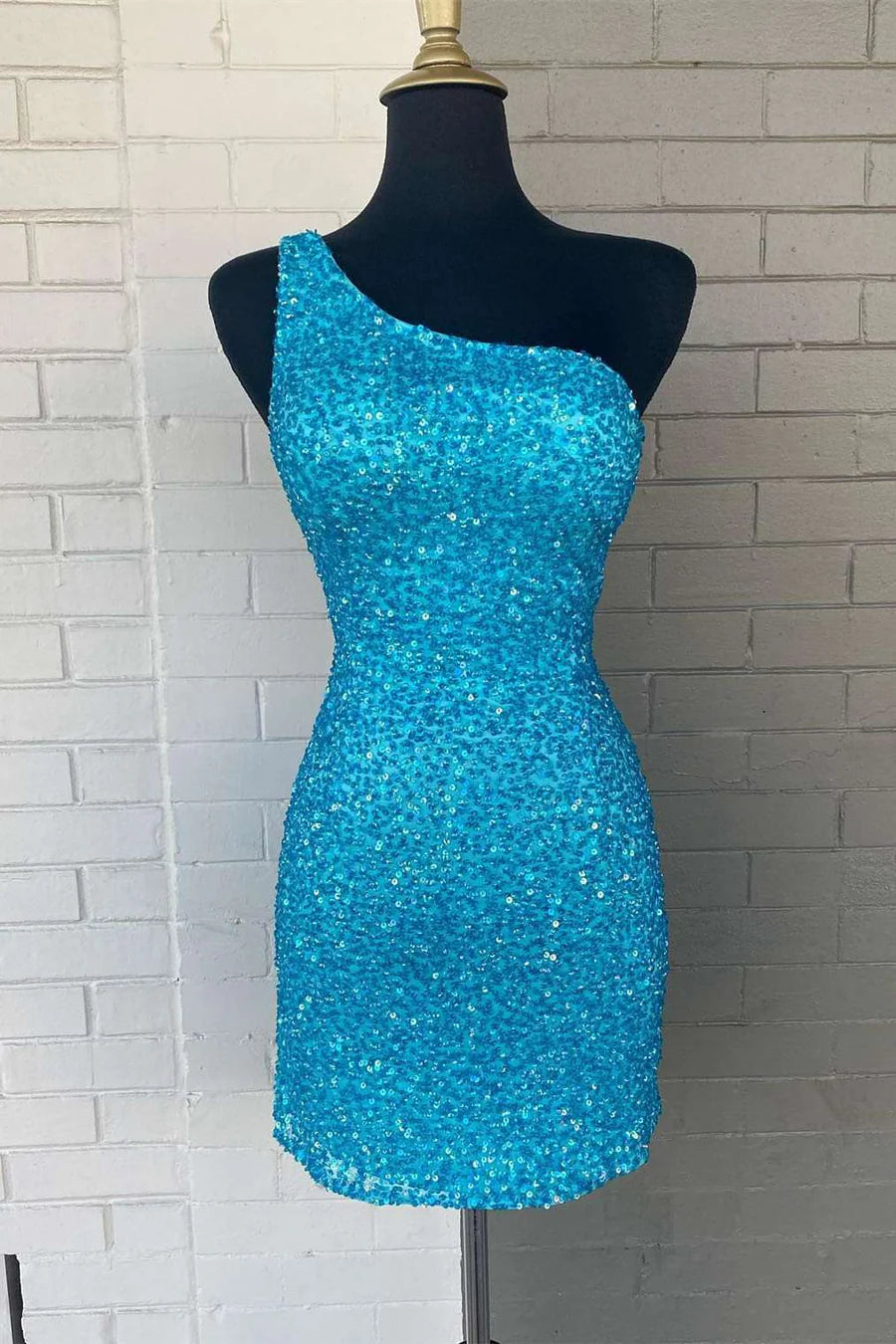 Sequin One-Shoulder Cutout Tight Party Dress