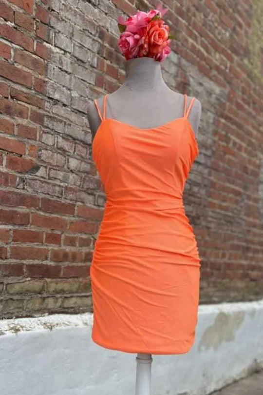 V-Neck Lace-Up Bodycon Mini Party Dress