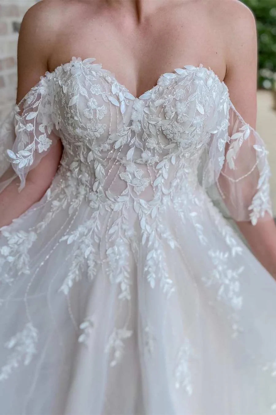 Appliques Off-the-Shoulder A-Line Long Wedding Dress
