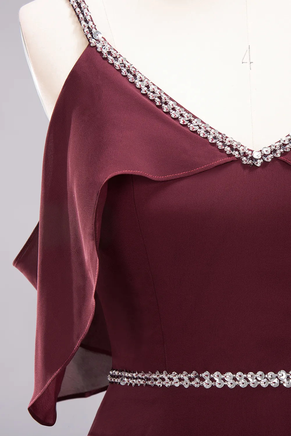 A-line V-Neck Spaghetti Straps Sleeveless Floor-Length Bridesmaid Dresses with