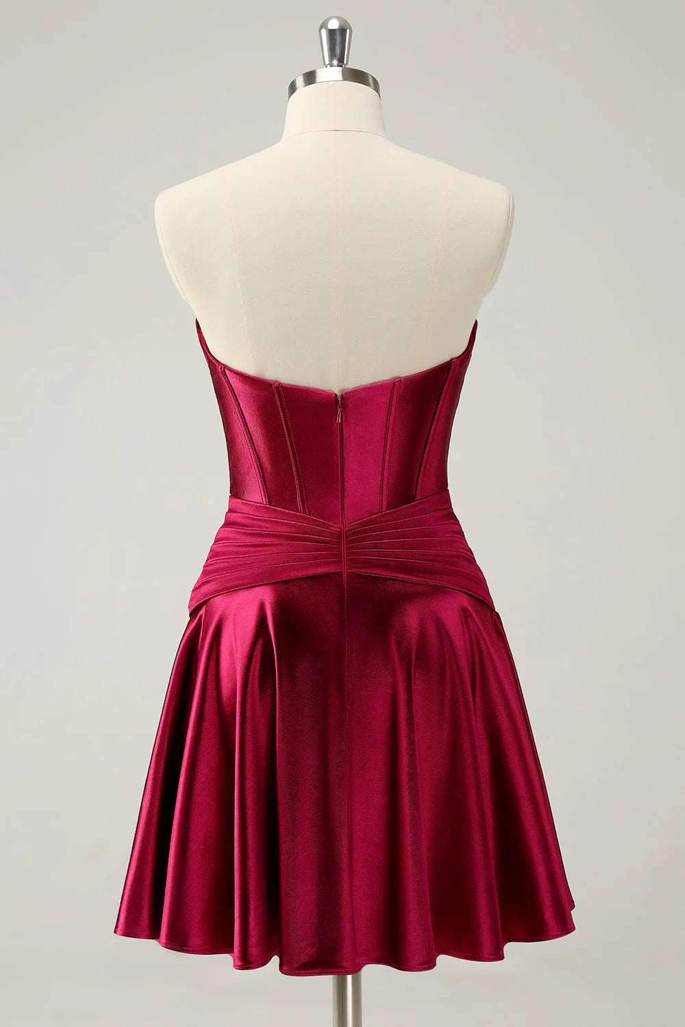 DingJi Wedding Burgundy A-line Sweetheart Off Shoulder Lock Hole Satin Homecoming Dresses