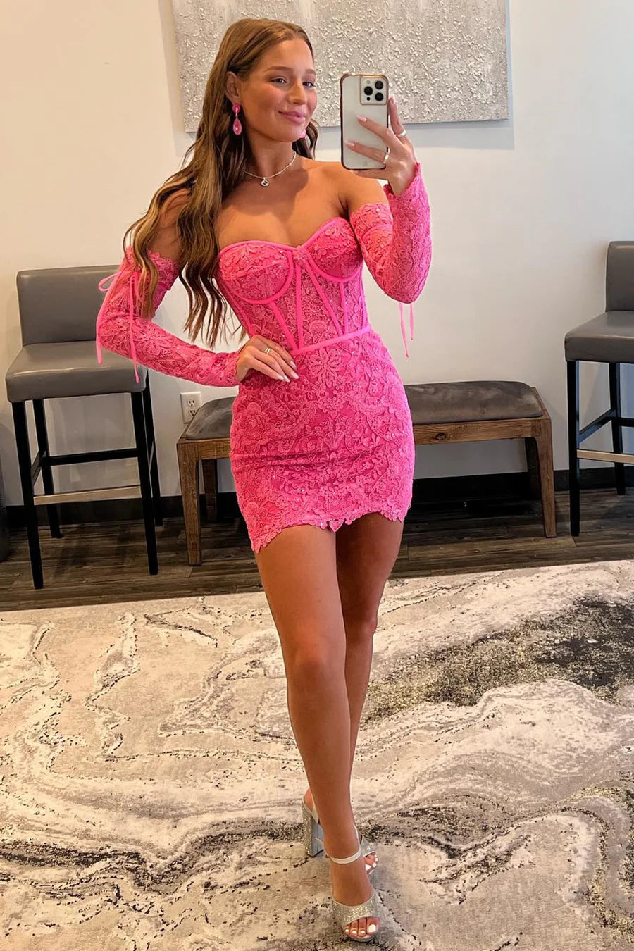Lace Strapless Bodycon Cocktail Dress