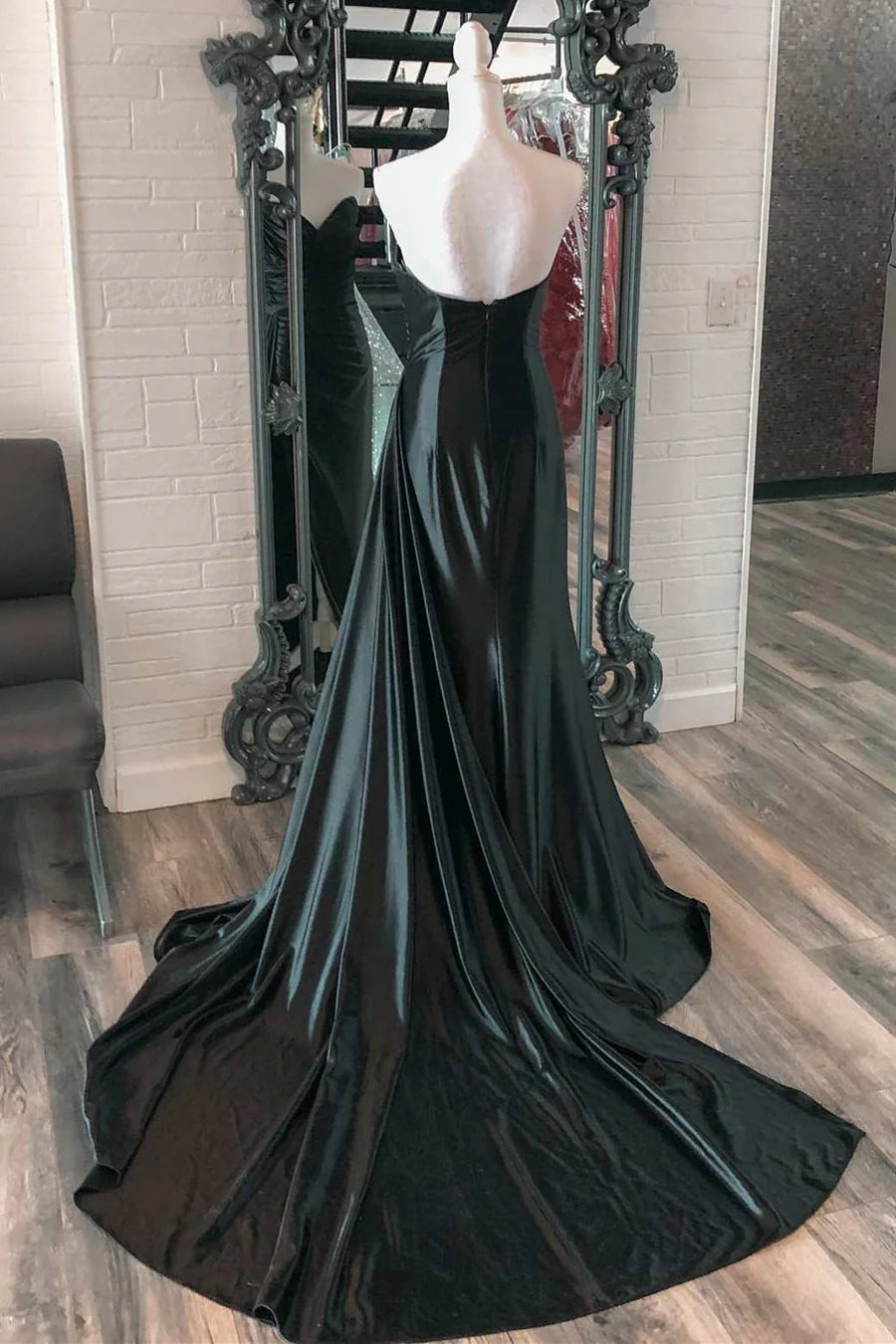 Strapless Long Prom Dress with Attached Train