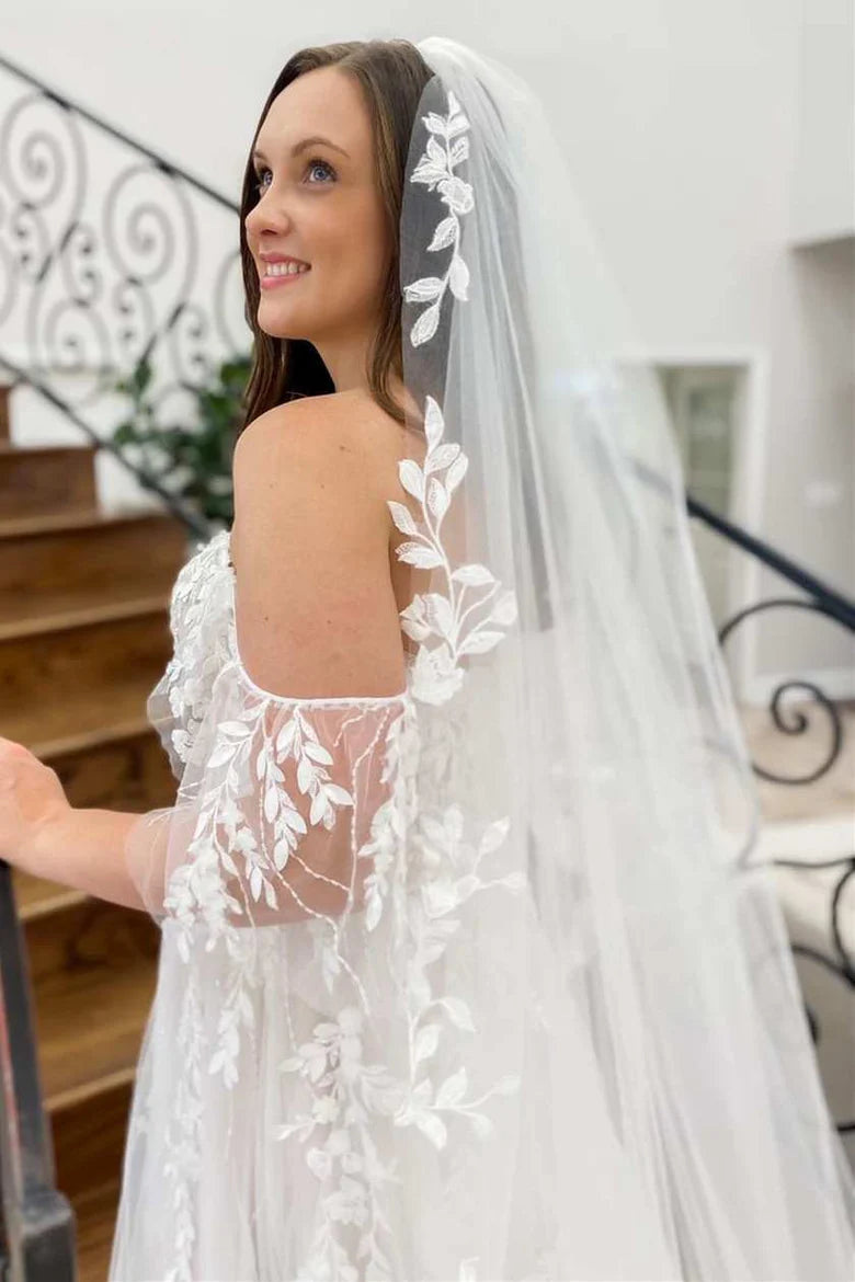 Appliques Off-the-Shoulder A-Line Long Wedding Dress