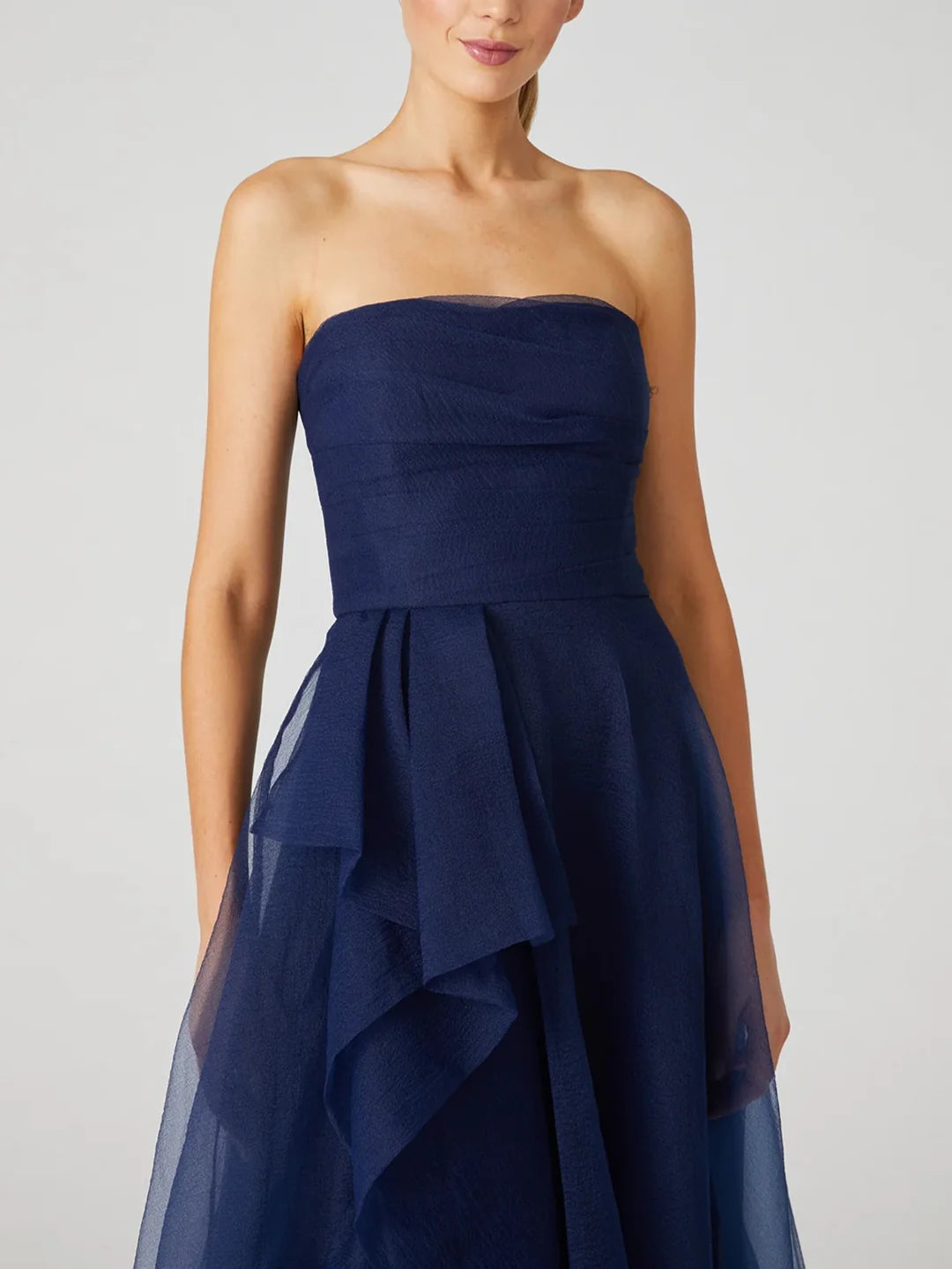A-Line/Princess Strapless Sleeveless Ankle-Length Evening Dress With Ruffles