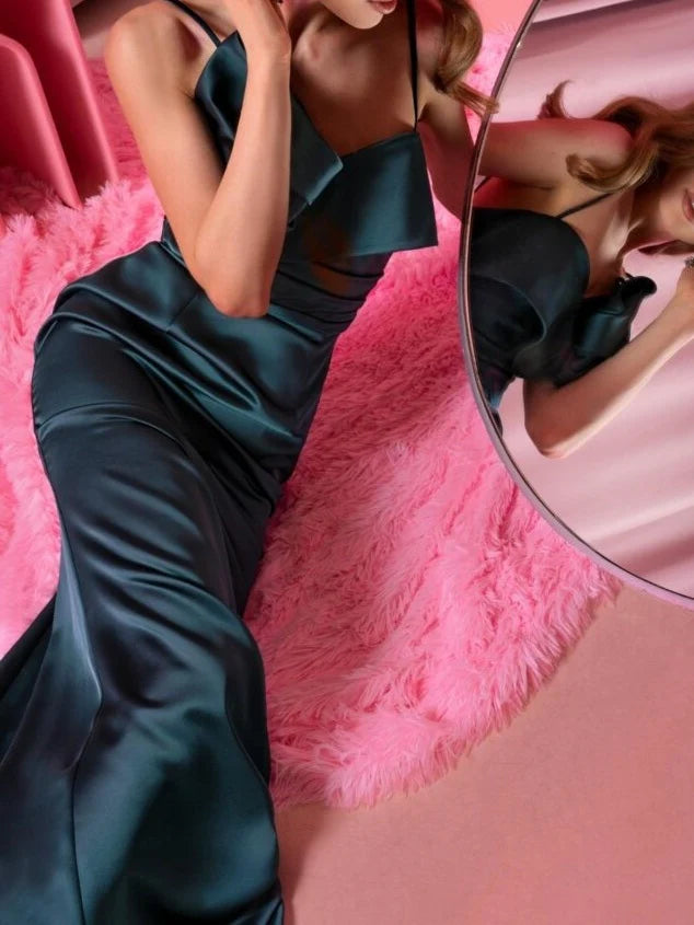 Sheath/Column Spaghetti Straps Sleeveless Floor-Length Evening Dress With Ruffles