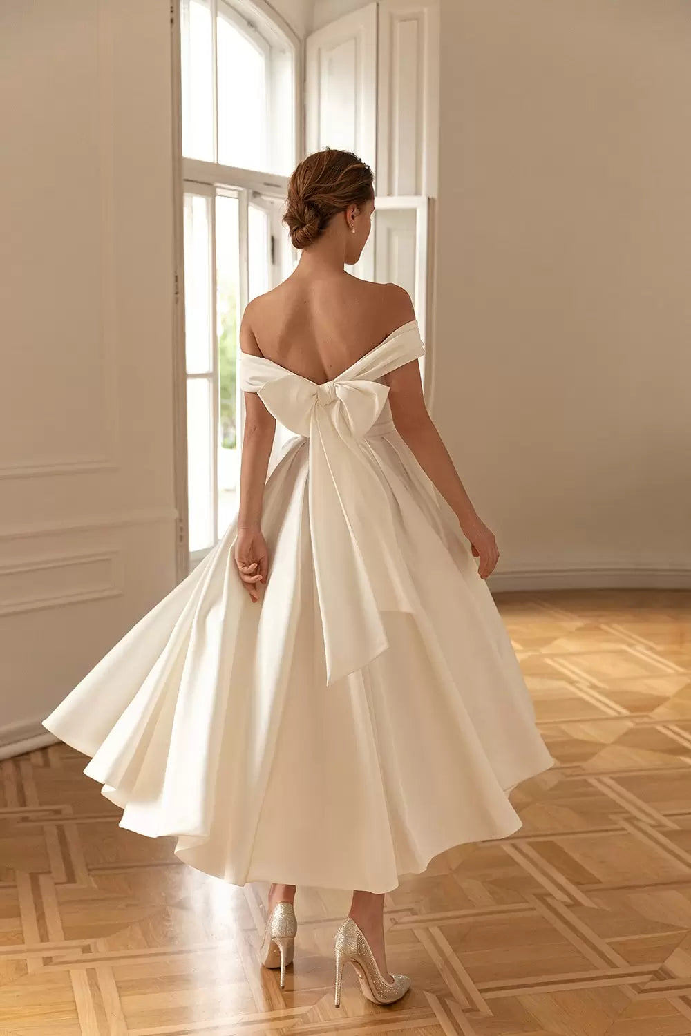 A-Line/Princess Off-The-Shoulder Ankle-Length Wedding Dress