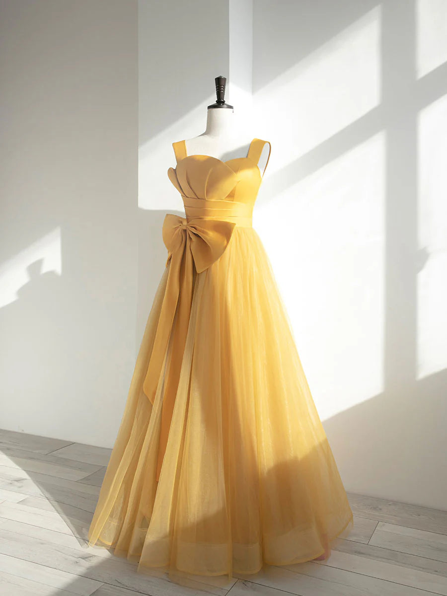 Yellow Tulle Long Prom Dress Yellow Formal Bridesmaid Dresses
