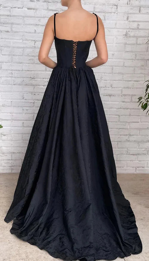A Line Taffeta Long Prom Dress With Slit