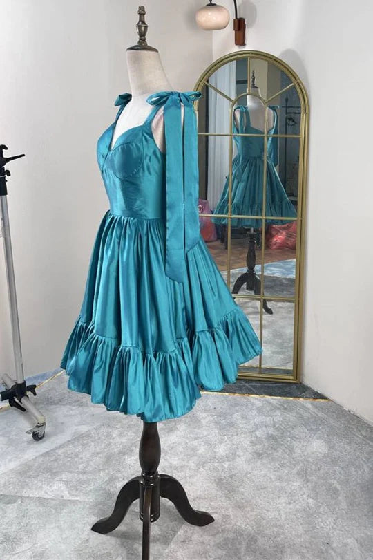 Sweetheart Bow Strap A-Line Homecoming Dress