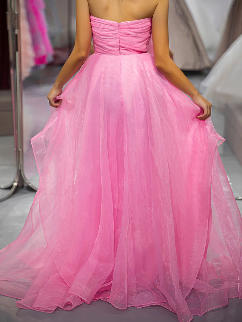 Beautiful Pink Strapless Prom Dress