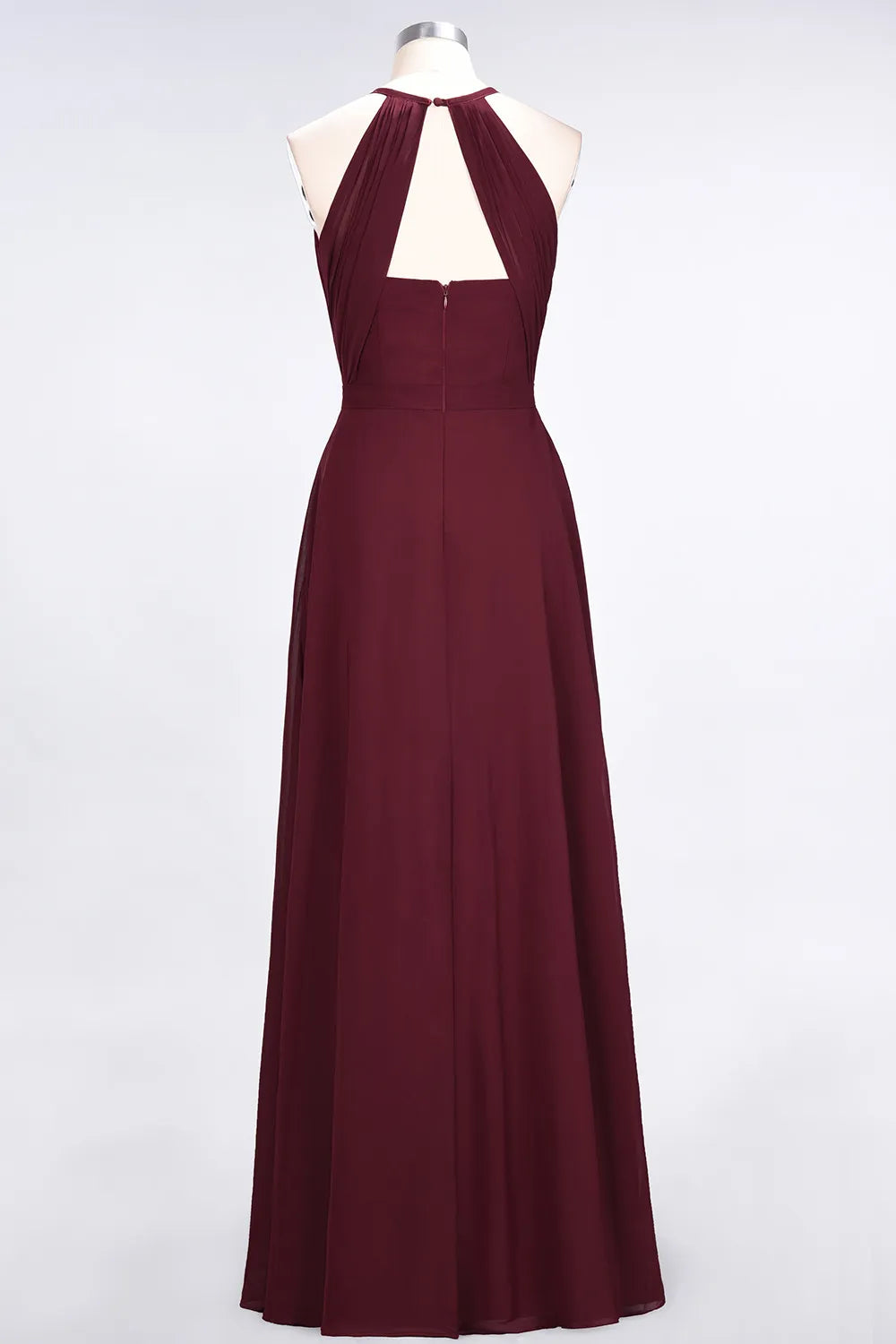 A-Line Chiffon Sleeveless Floor-Length Bridesmaid Dress with Ruffles