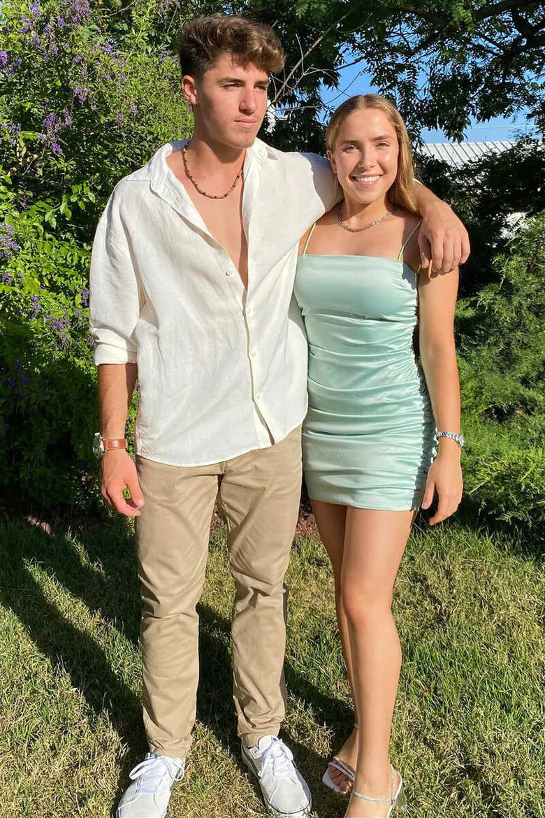 Spaghetti Straps Ruched Mini Cocktail Dress