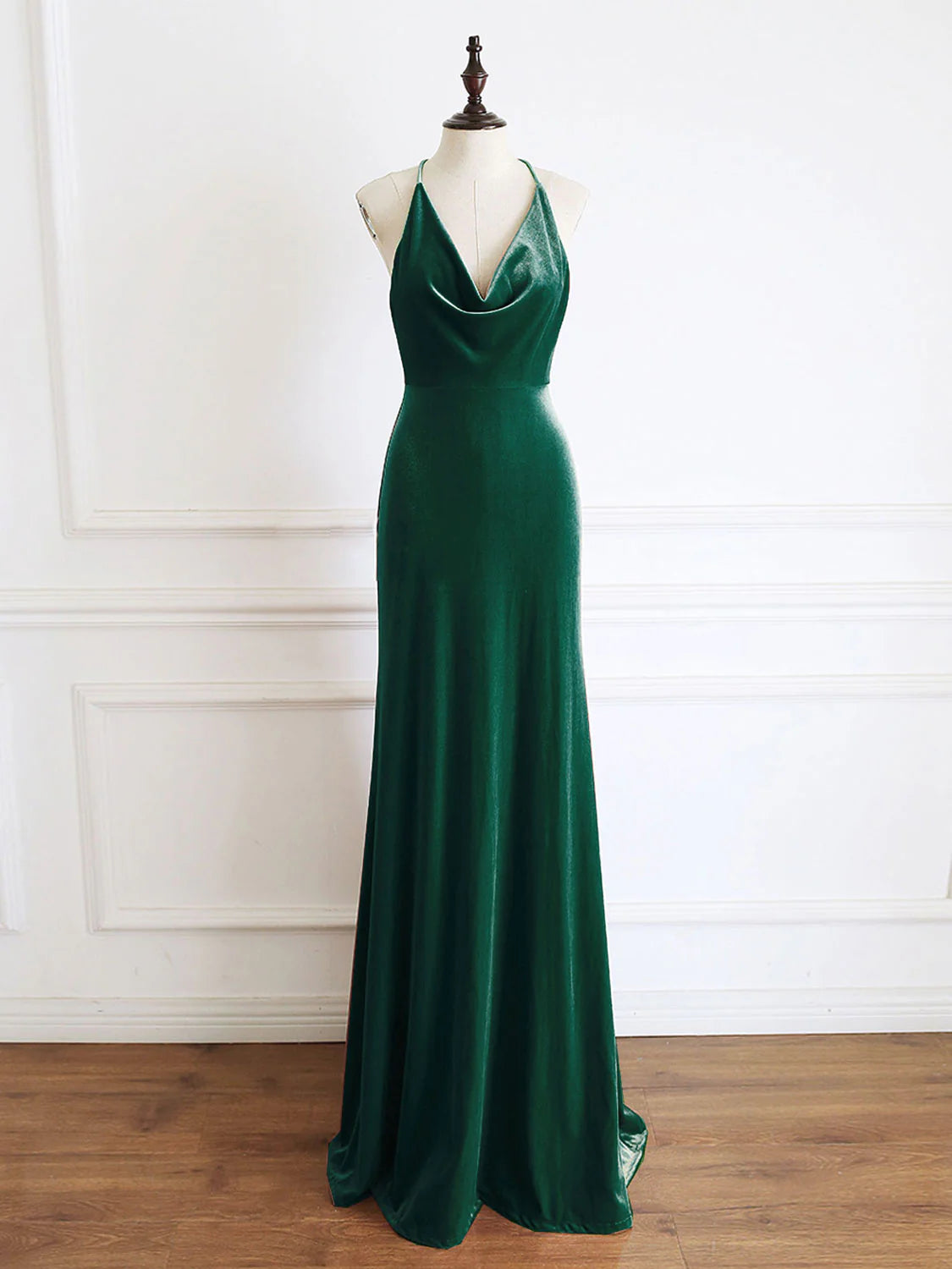 Mermaid Velvet Long Party Dress Green Formal Evening Dresses