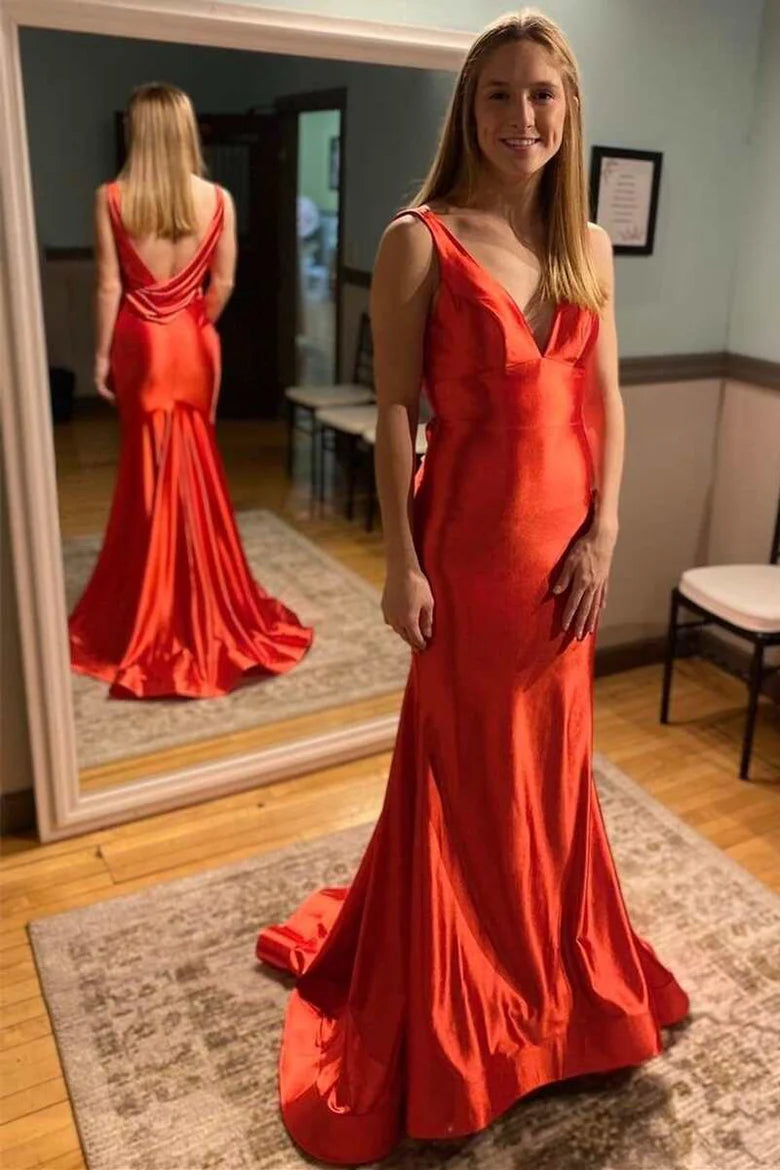 Cowl Back Mermaid Long Formal Dress