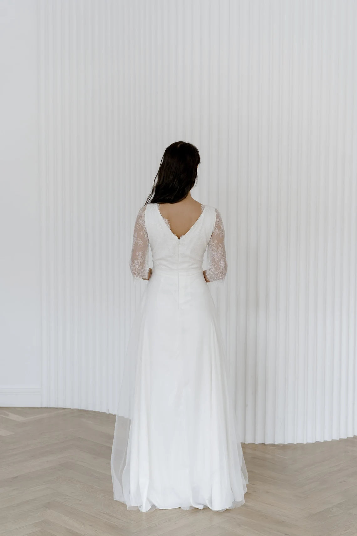 Lace wedding dress  long sleeves dres  minimalist dress  casual wedding dress  unique wedding dress