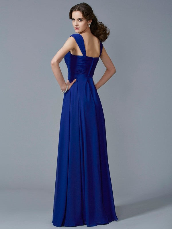 A-Line/Princess Sweetheart Sleeveless Beading Long Chiffon Dresses