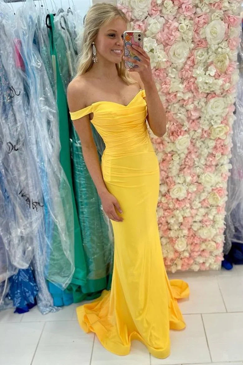 Royal Blue Mermaid Off the Shoulder Long Formal Dress