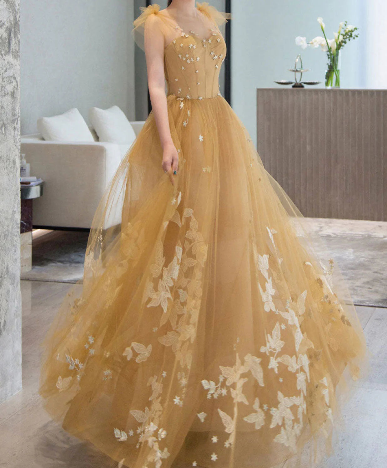 Tulle Lace Long Prom Dress Tulle Lace Evening Dress