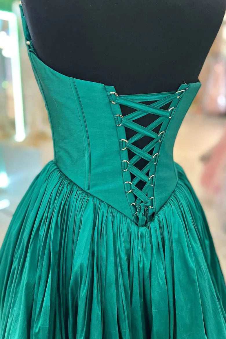 Strapless Lace-Up Back A-Line Prom Dress