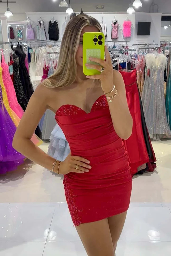 Mini Ruched Sweetheart Homecoming Dress