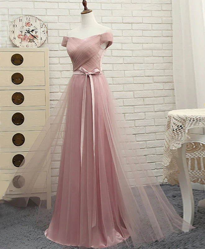 A LineTulle Off Shoulder Long Prom Dress Evening Dress