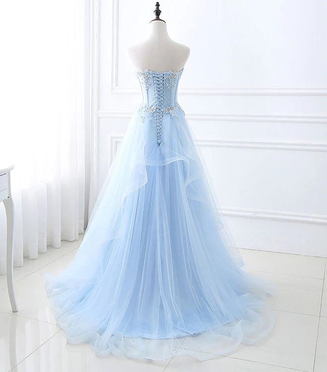 Aline Sweetheart Neck Blue Formal Graduation Dresses