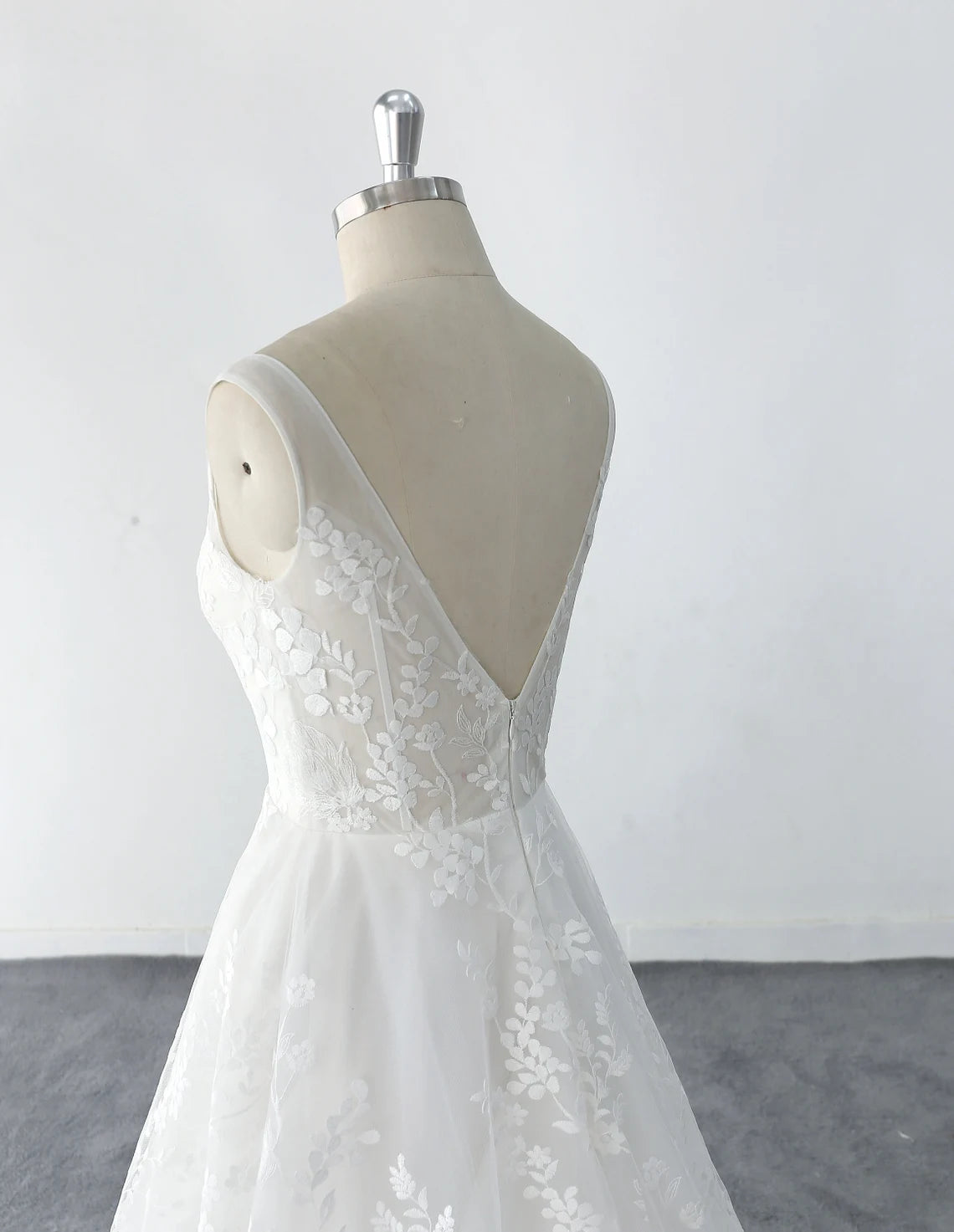Floral Lace Wedding Dress lace wedding dress with plunging V neck Rustic Lace Wedding Dresse