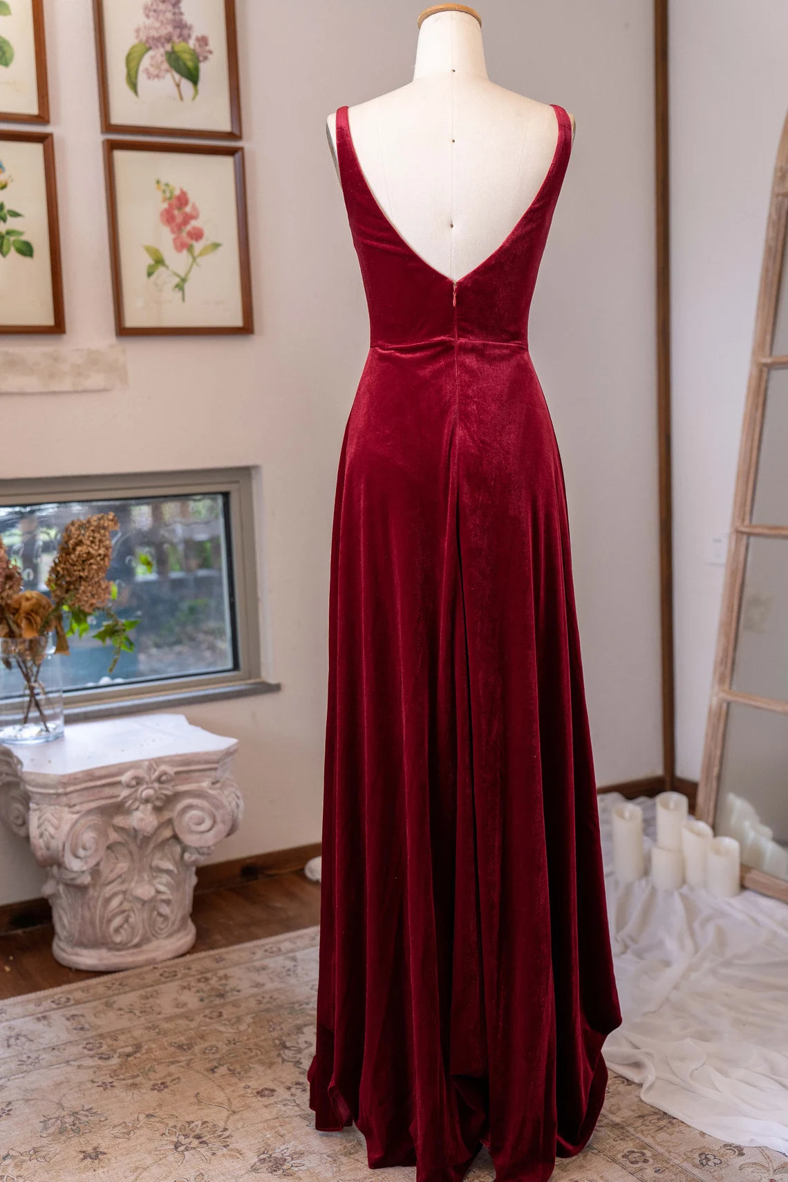 Velvet Dress Prom Dress Free Custom Sizing  Long Maxi Formal Gown