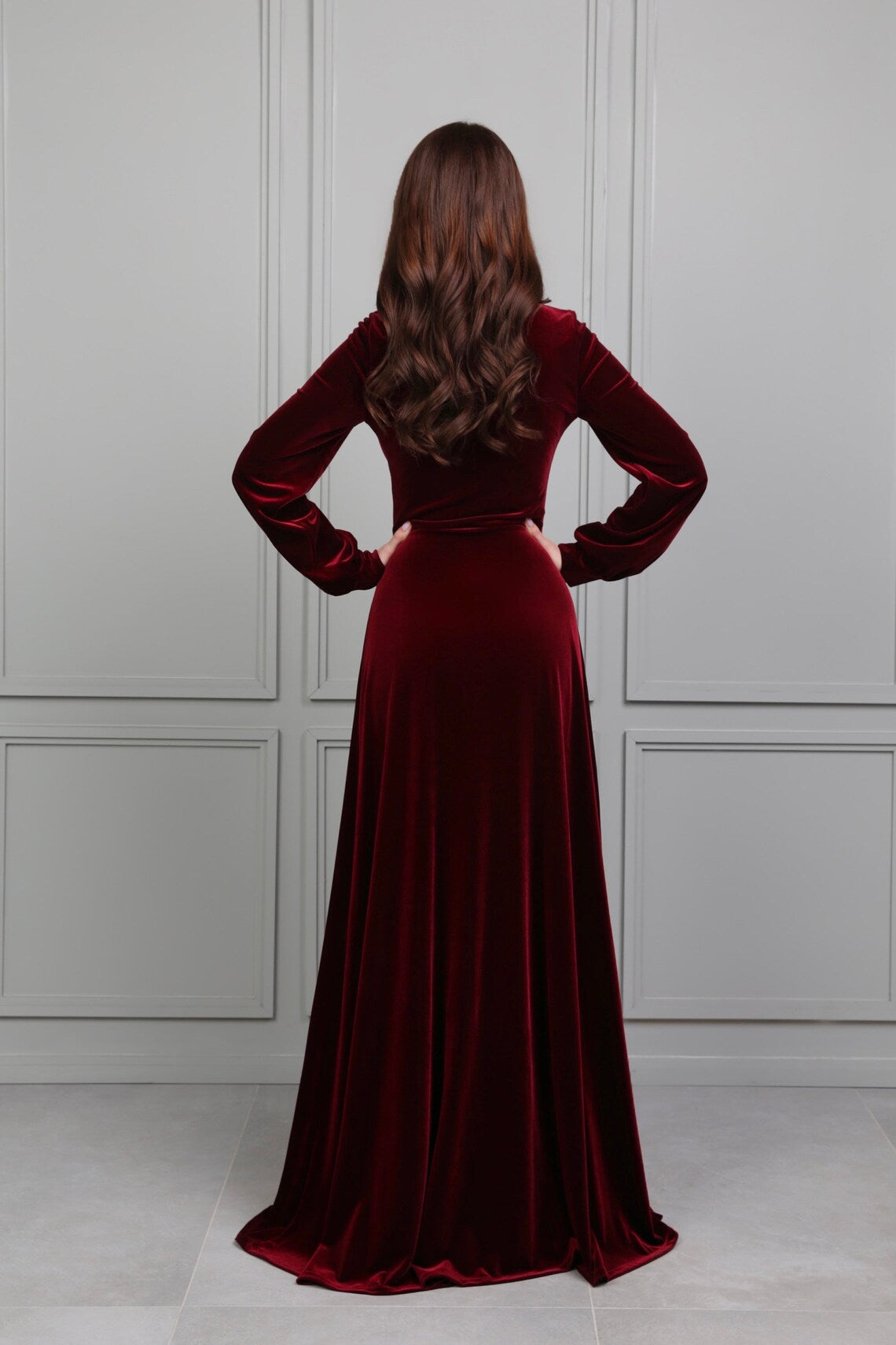 Dark Burgundy Dress Modest Dress Evening Dress Prom Dress Elegant Dress Formal Dress