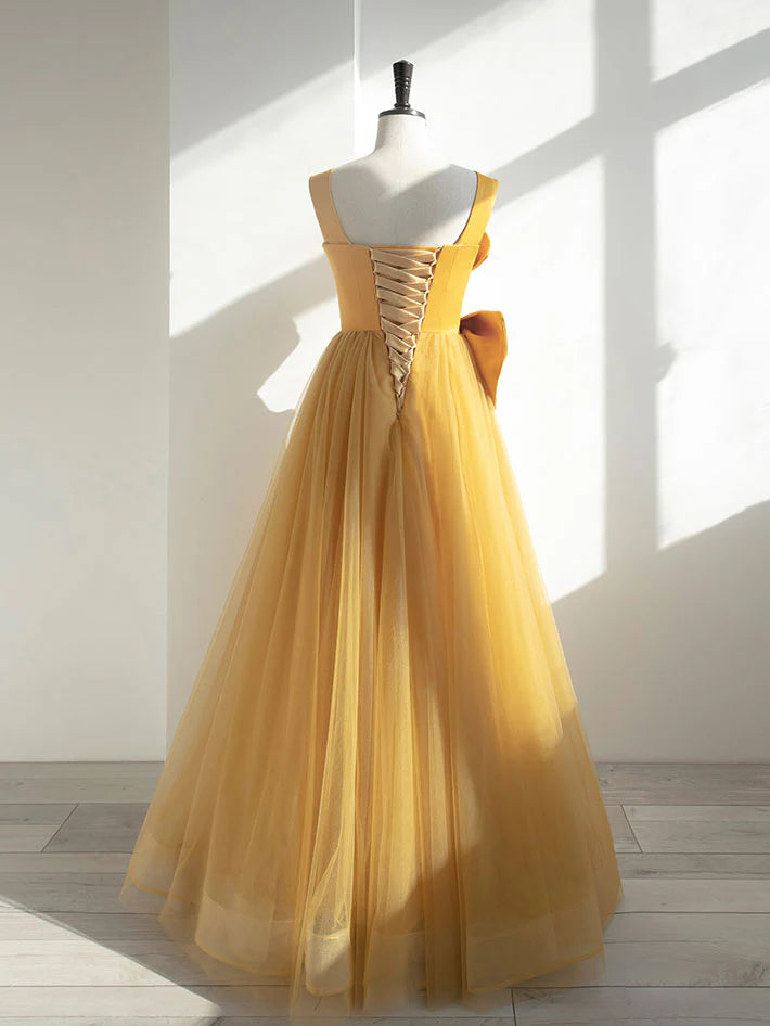 Yellow Tulle Long Prom Dress Yellow Formal Bridesmaid Dresses