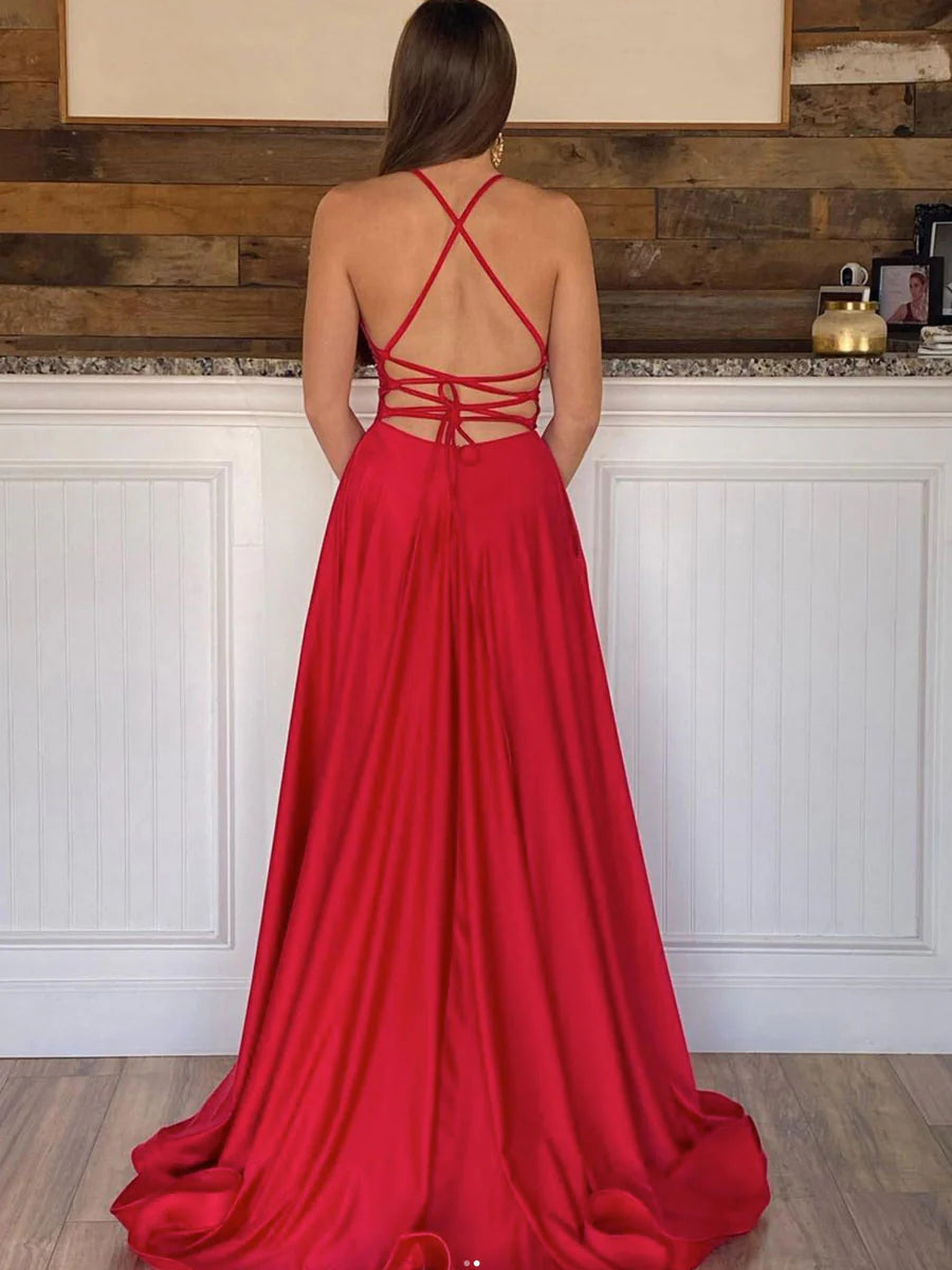 Red Long Prom Dresses Red Formal Graduation Dresses