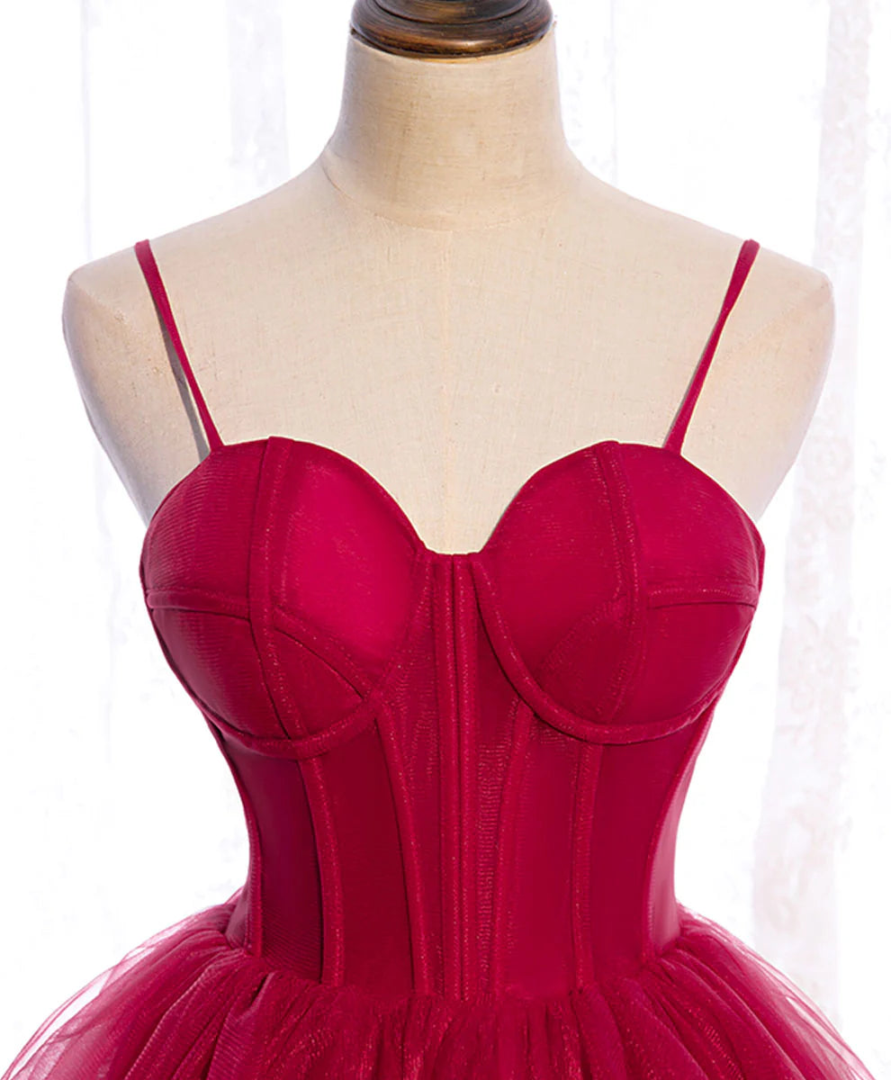 Long Prom Dresses Sweetheart Neck Red Formal Gown