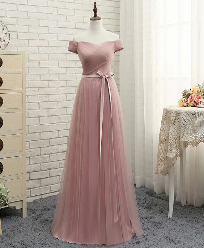 A LineTulle Off Shoulder Long Prom Dress Evening Dress