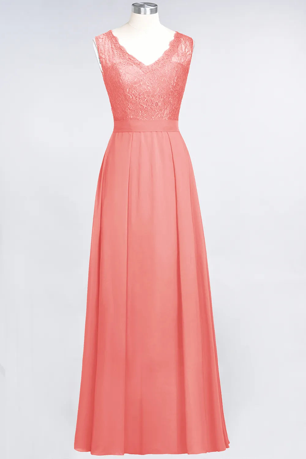 A-Line V-Neck Sleeveless Floor-Length Chiffon Bridesmaid Dress