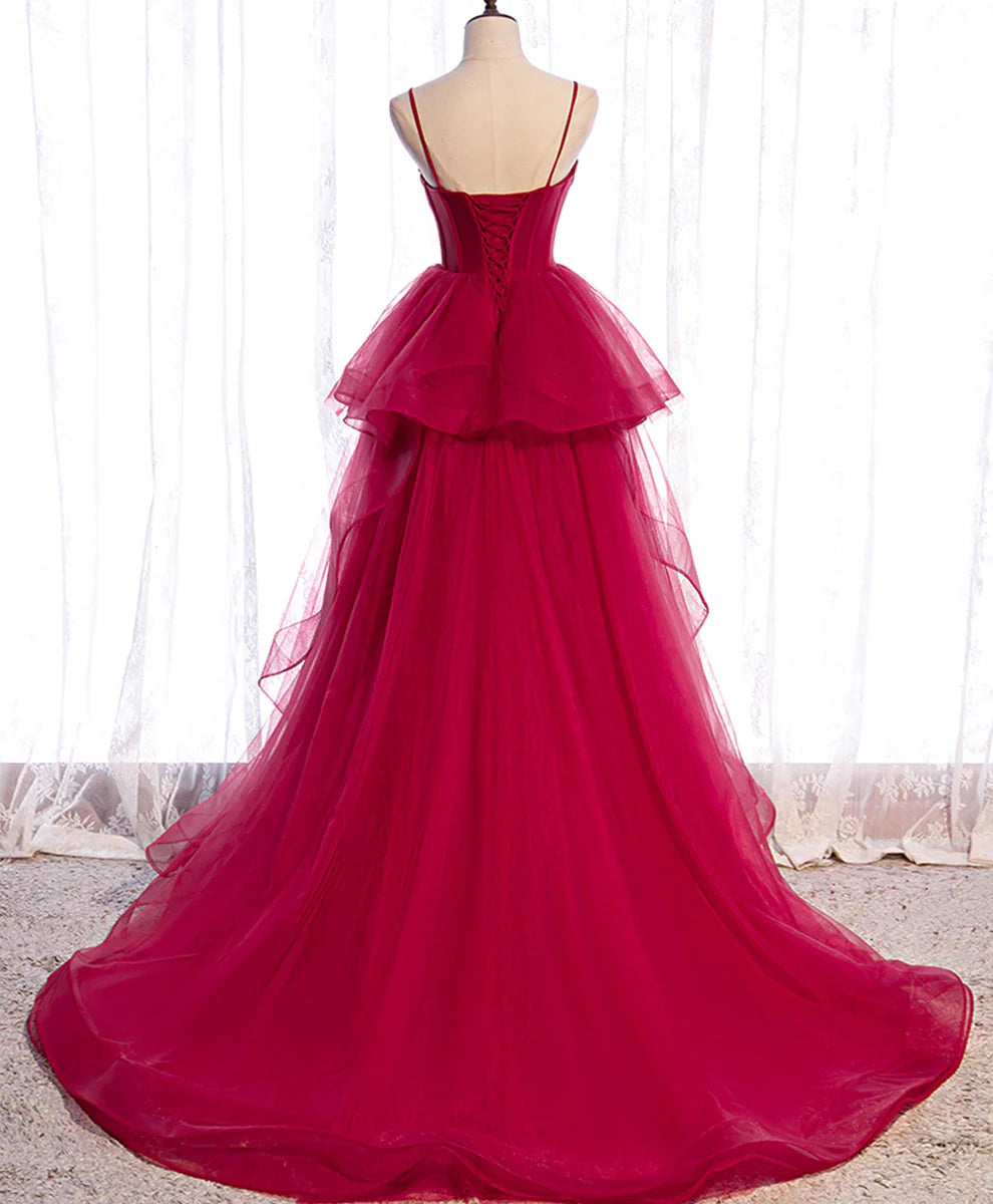 Long Prom Dresses Sweetheart Neck Red Formal Gown