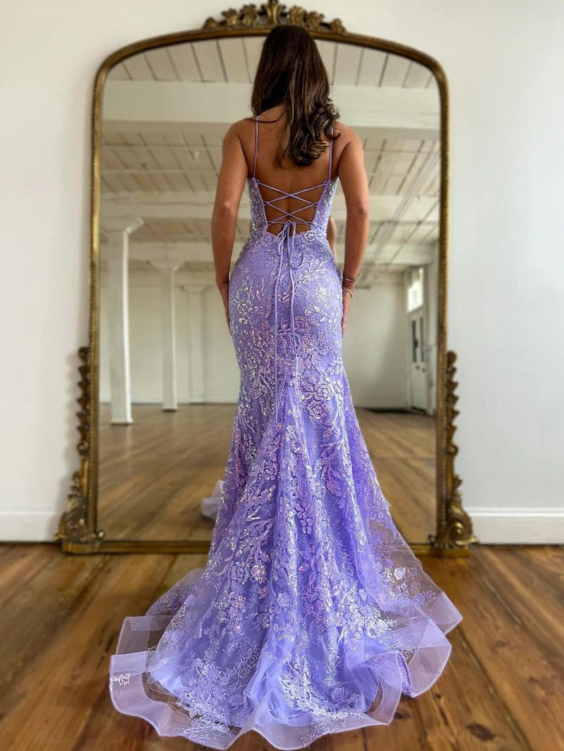 Mermaid Scoop Lace Prom Dress