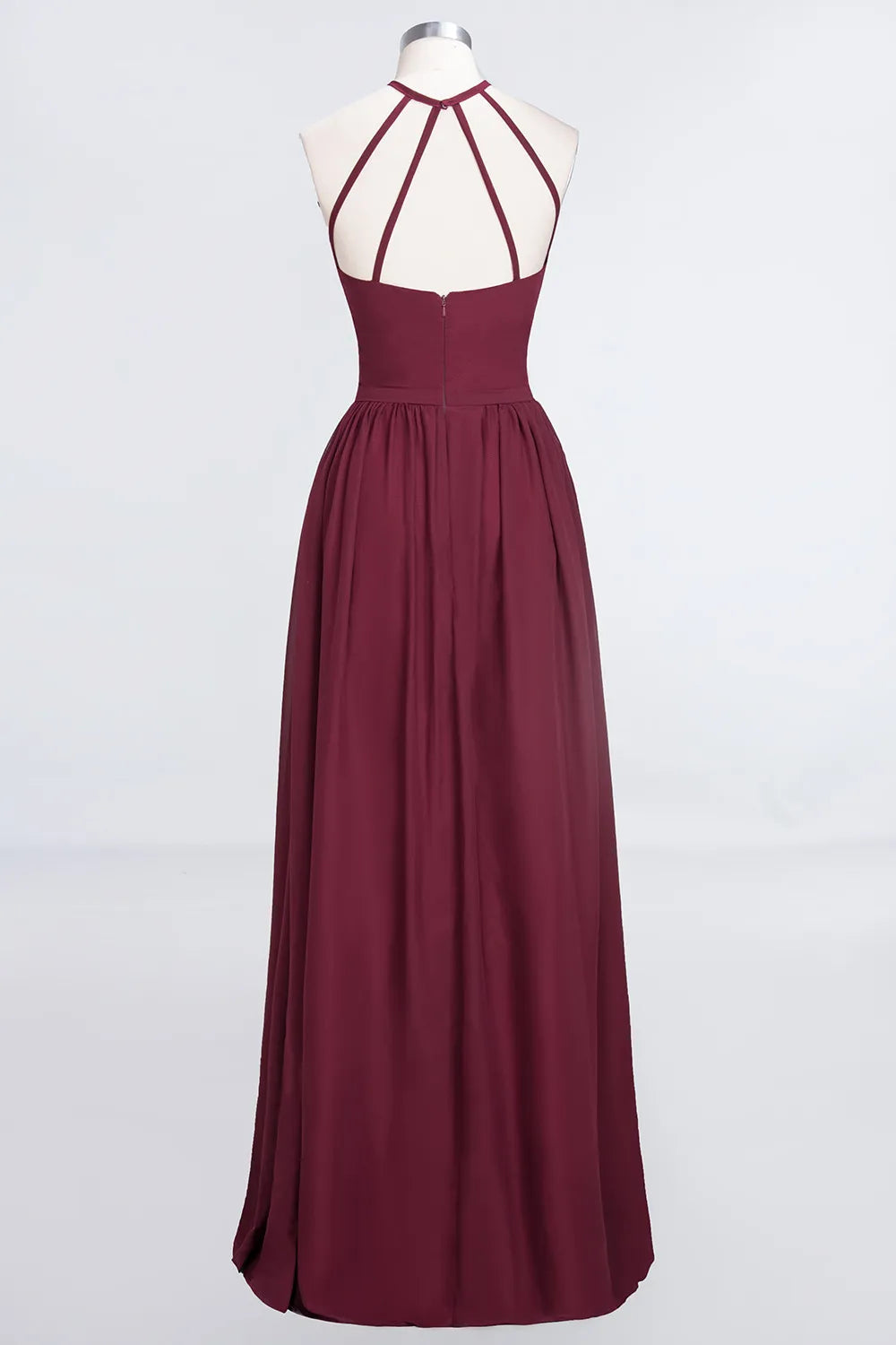 A-Line Halter Sleeveless Floor-Length Bridesmaid Dress with