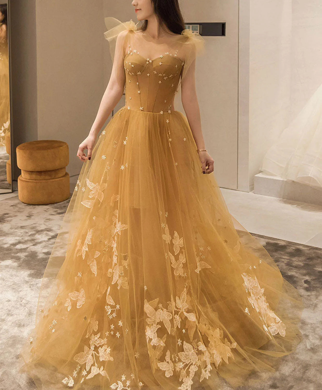 Tulle Lace Long Prom Dress Tulle Lace Evening Dress