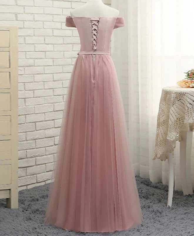 A LineTulle Off Shoulder Long Prom Dress Evening Dress