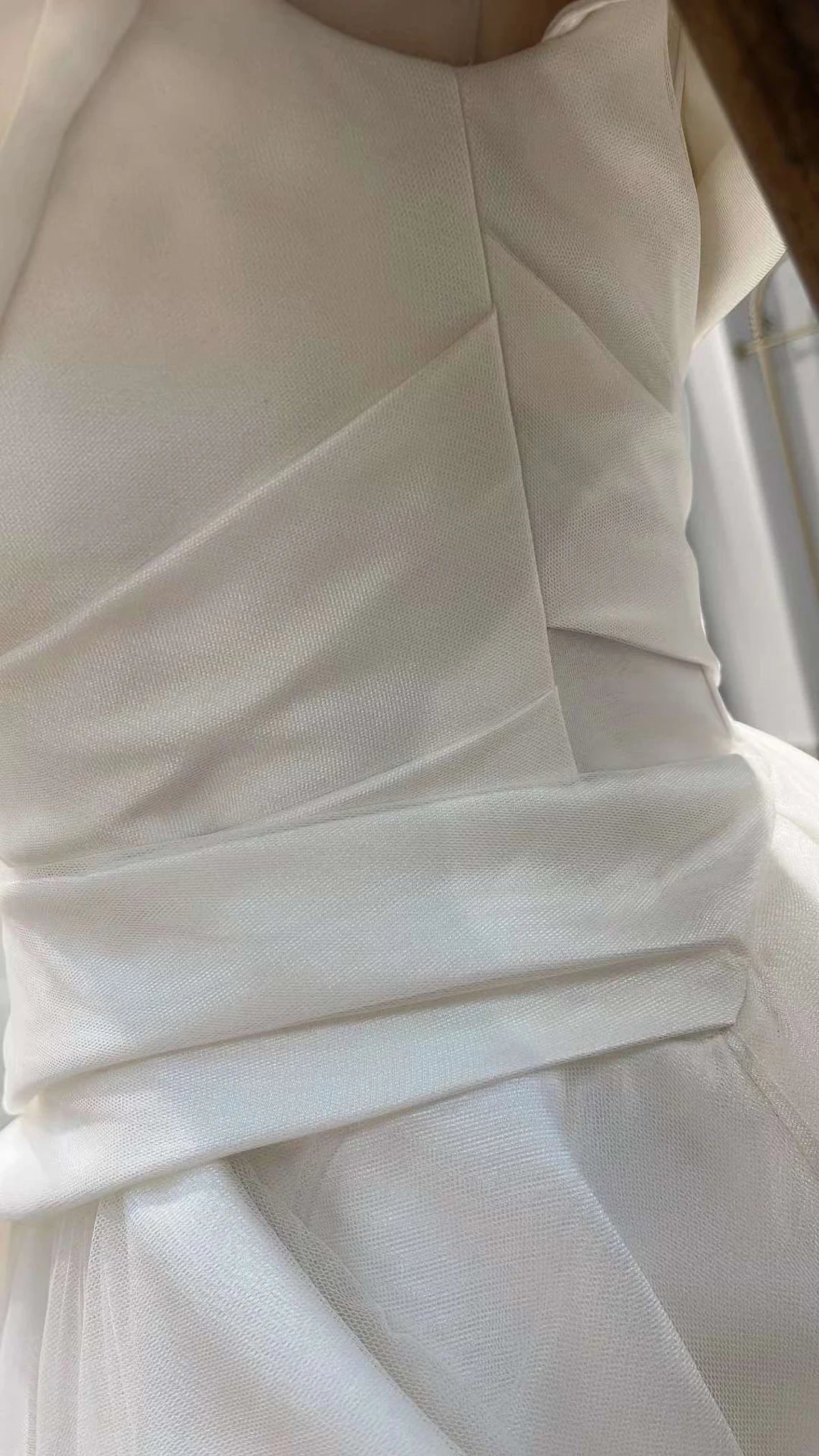 Off-the-shoulder satin corset wedding dress unique minimalist A-line bridal dress custom simple & classic Ivory ball gown