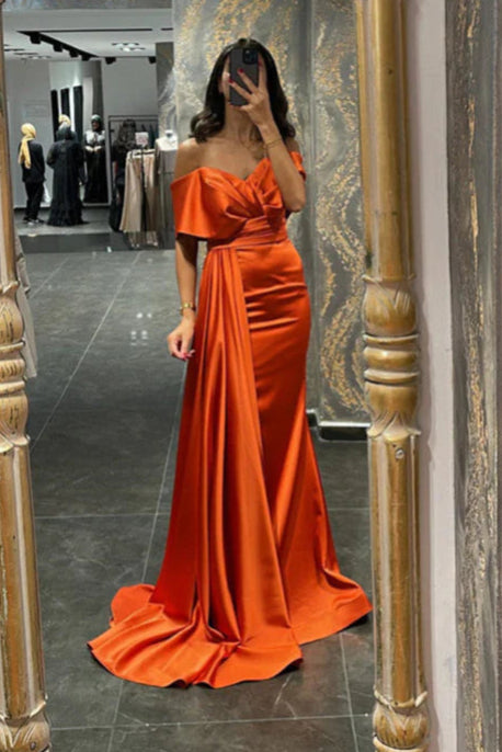 Amazing Orange Sweetheart Off-the-Shoulder Mermaid Prom Dress