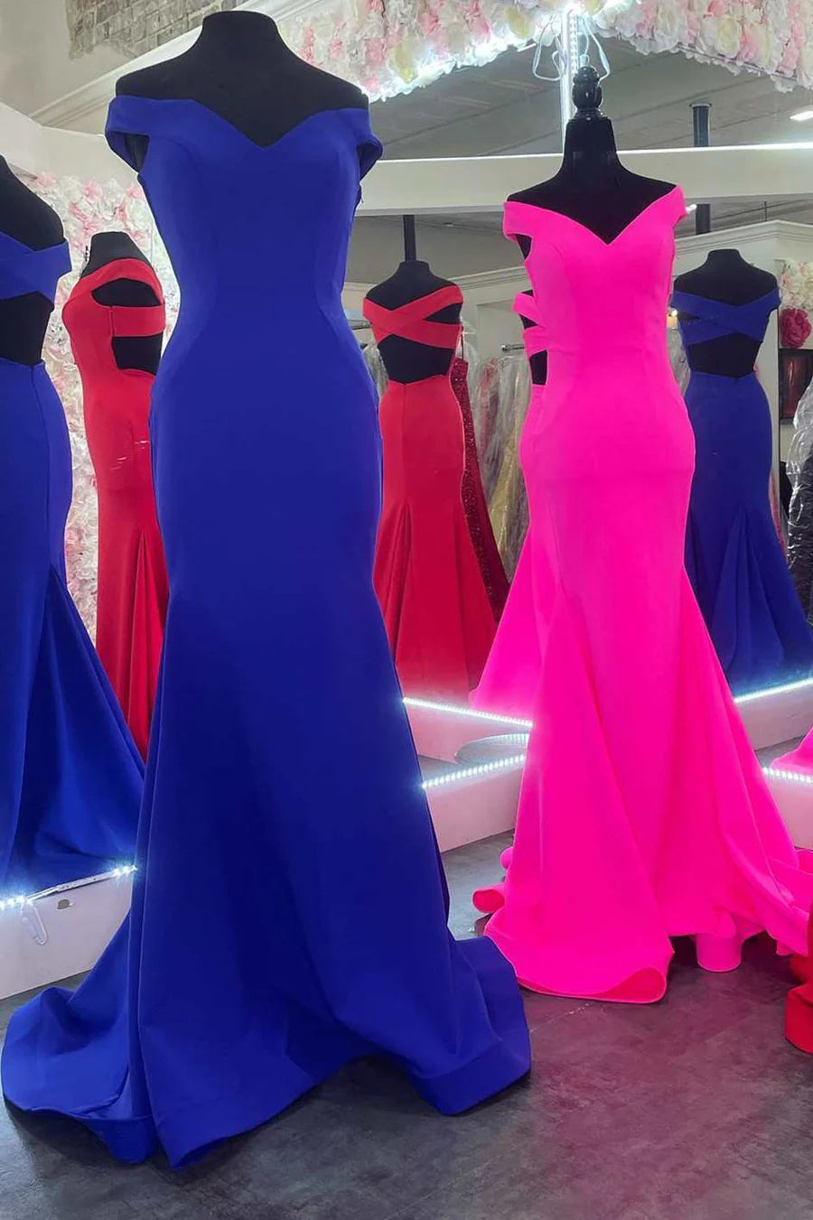 Off-the-Shoulder Backless Trumpet Long Prom Dress
