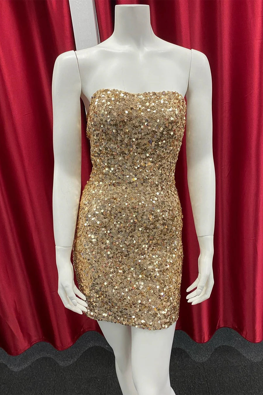 Sequin Strapless Fitted Short Homecoming Dress