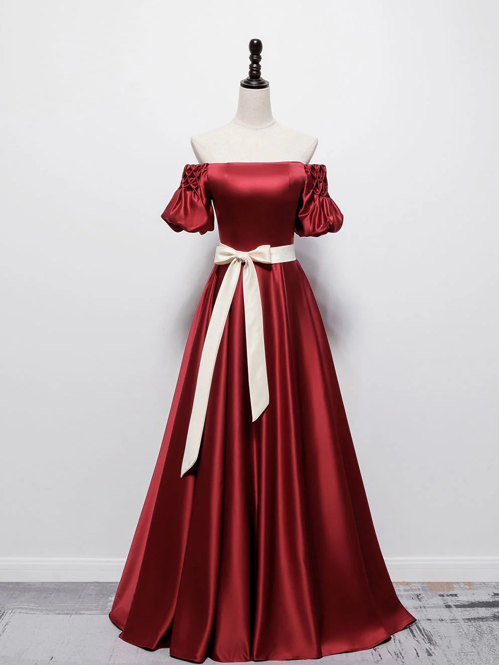 Burgundy Satin Long Prom Dress Burgundy Bridesmaid Dress
