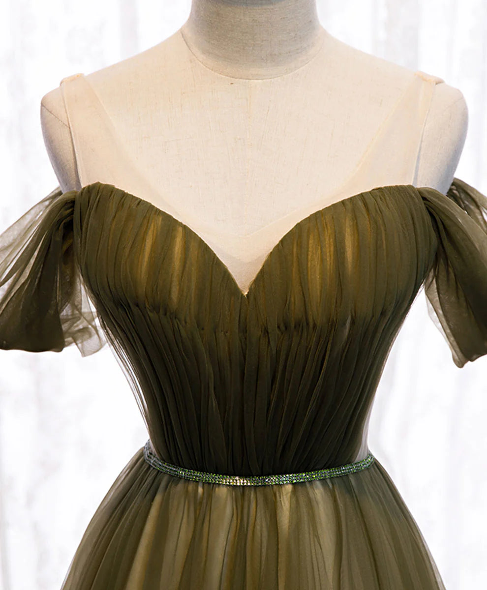 Sweetheart Tulle Off Shoulder Long Prom Dress Aline Tulle Formal Dress