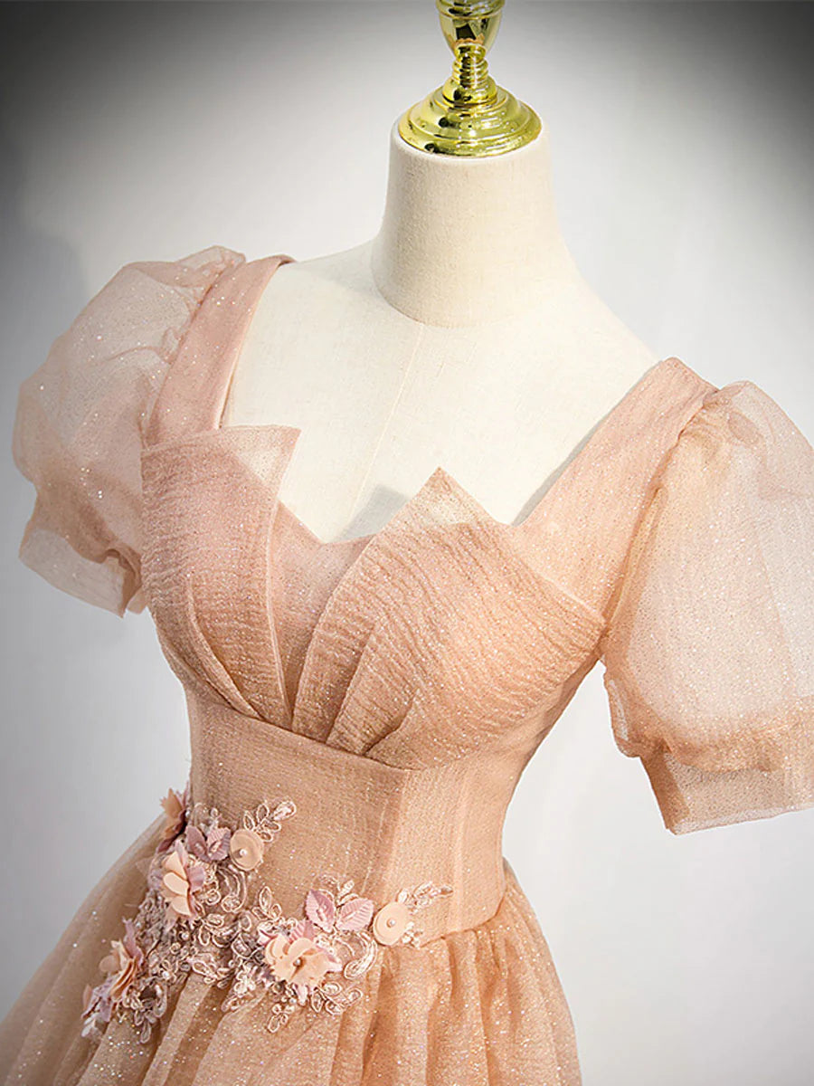 Tulle Long Prom Dress Gray Blue Tulle Formal Evening Dresses