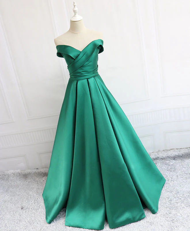 Blue Satin Long Prom Dress Formal Bridesmaid Dresses